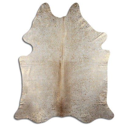 Gold Metallic On White Real Leather Cowhide