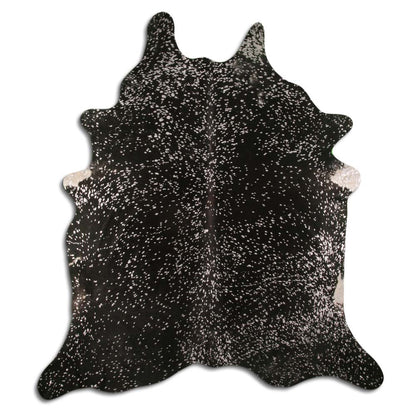 Silver Metallic On Black Real Cowhide