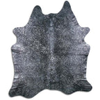 Silver Metallic On Black Real Cowhide