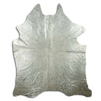Silver Metallic On White Real Cowhide