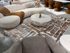 Cream Viscose Rug with Two-Tone Bronze Geometric Detailing - KAI 212