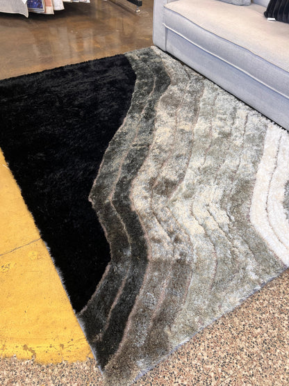 Shaggy Viscose Hand-Tufted Area Rug – Black | SVD-77