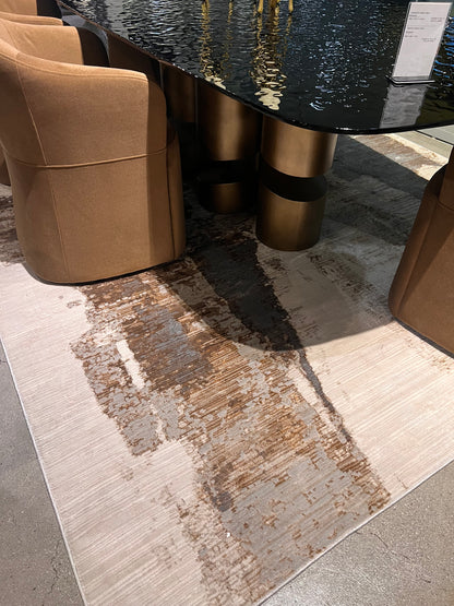 Cream Rug with Two-Tone Gold, Copper & Grey Abstract Accents - KAI 217