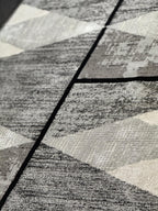 Silver-Toned with Charcoal patterns and Bold Irregular Black Geometric Detailing - Z327A