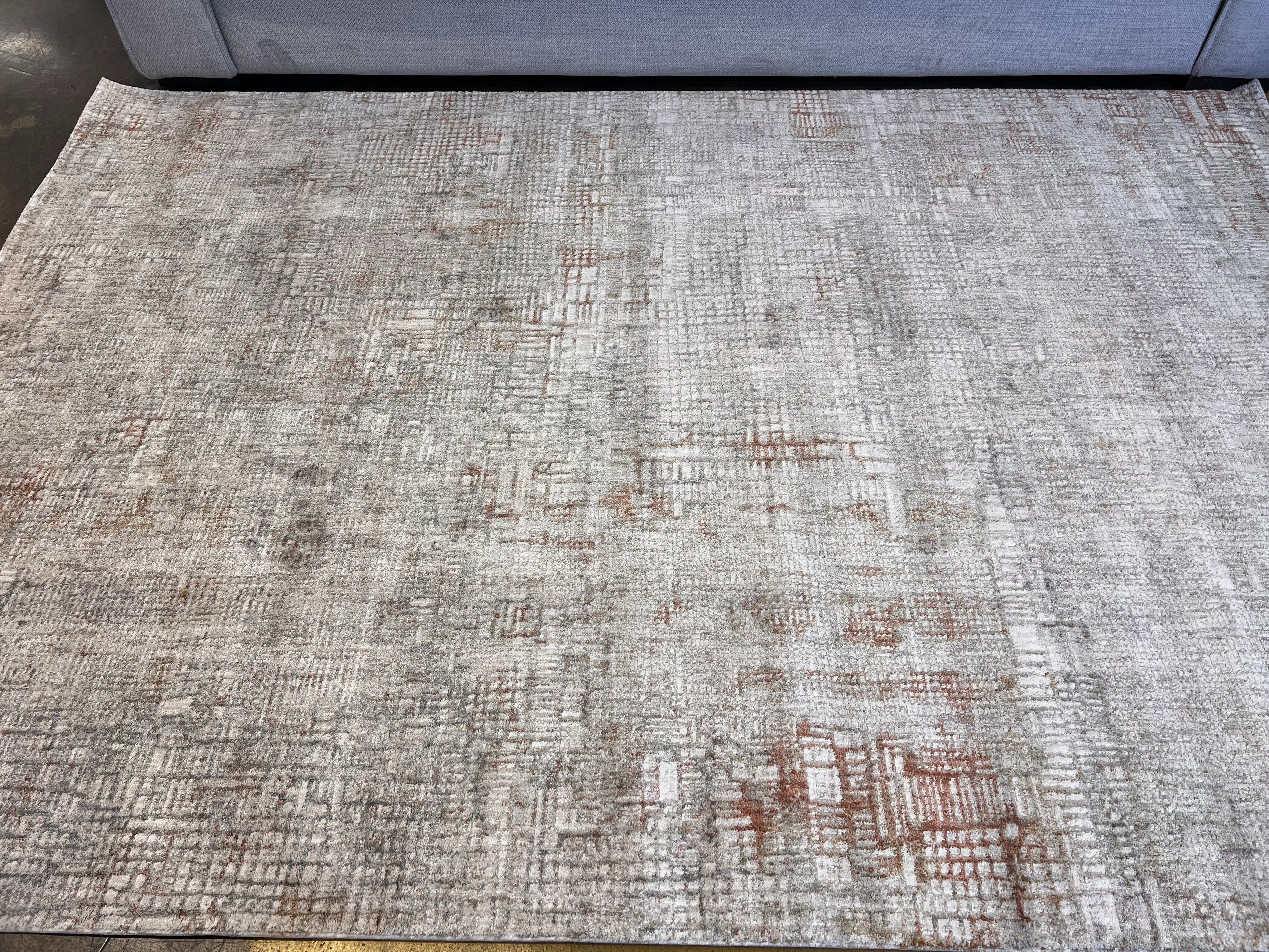 Abstract Cream Rug with Brick Orange and Earth-Tone Accents - KAI 301