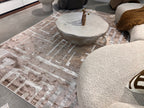 Cream Viscose Rug with Two-Tone Bronze Geometric Detailing - KAI 212
