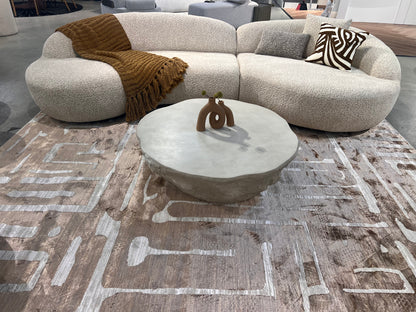 Cream Viscose Rug with Two-Tone Bronze Geometric Detailing - KAI 212