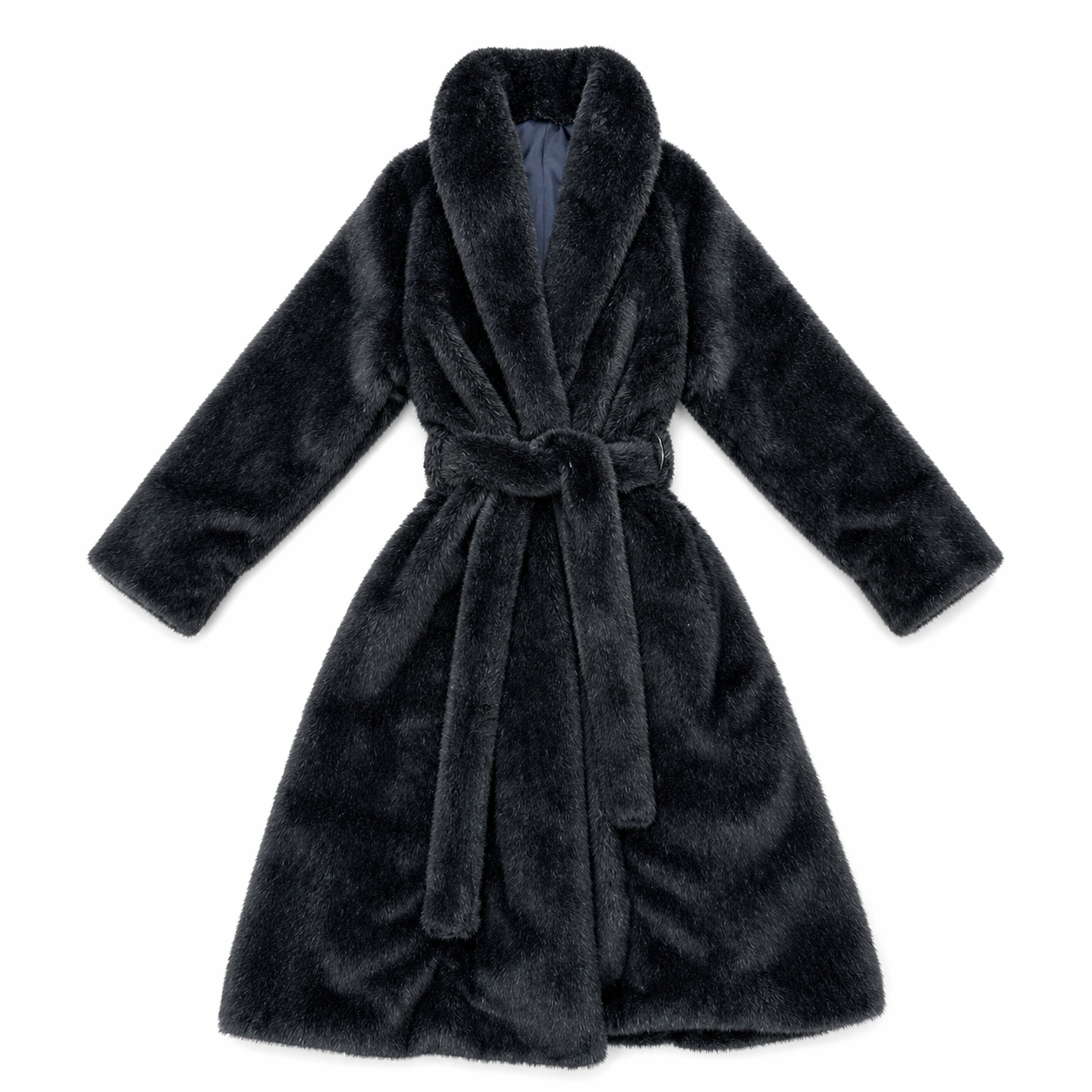 Elegant Luxurious Soft Faux Mink Robe – Indoor/Outdoor Wear, Unisex - MINKO 11 Black