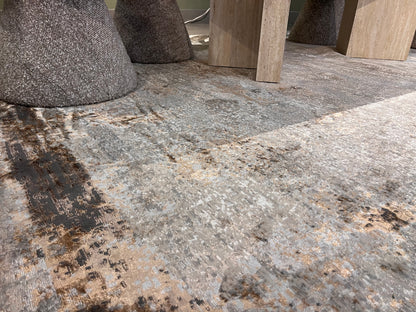 Cream & Gold Rug with Two-Tone Bronze and Copper Abstract Design - KAI 214