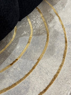 Chic cream Rug with Metallic Gold Accents – Designer Geometric Edge Style - Z325B (POL801)