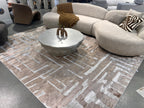 Cream Viscose Rug with Two-Tone Bronze Geometric Detailing - KAI 212