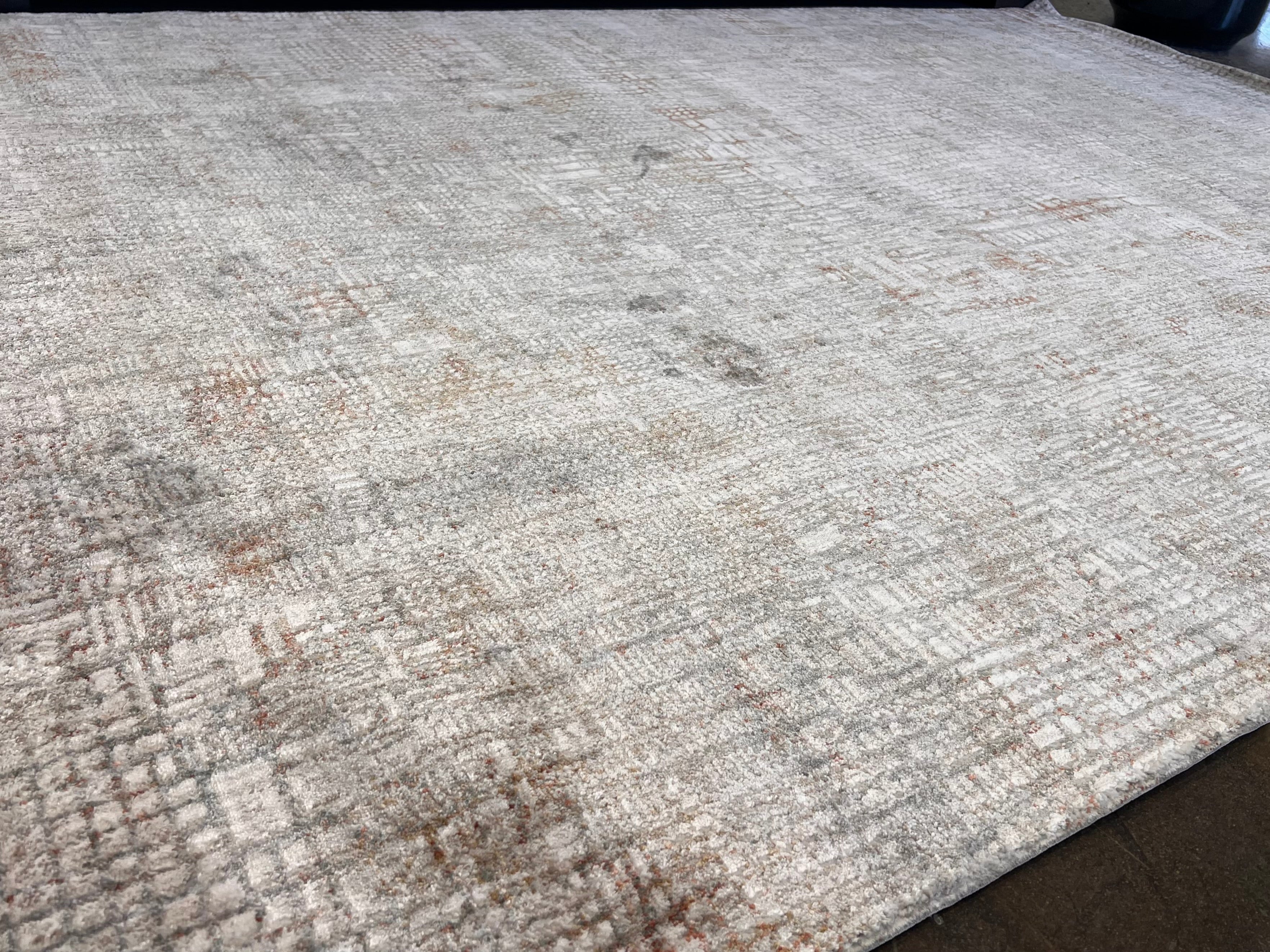 Abstract Cream Rug with Brick Orange and Earth-Tone Accents - KAI 301