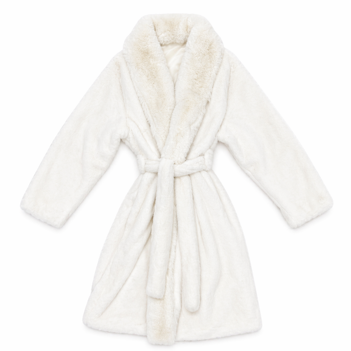 Faux Fur Luxury Long Sleeve Robe / Coat Off White
