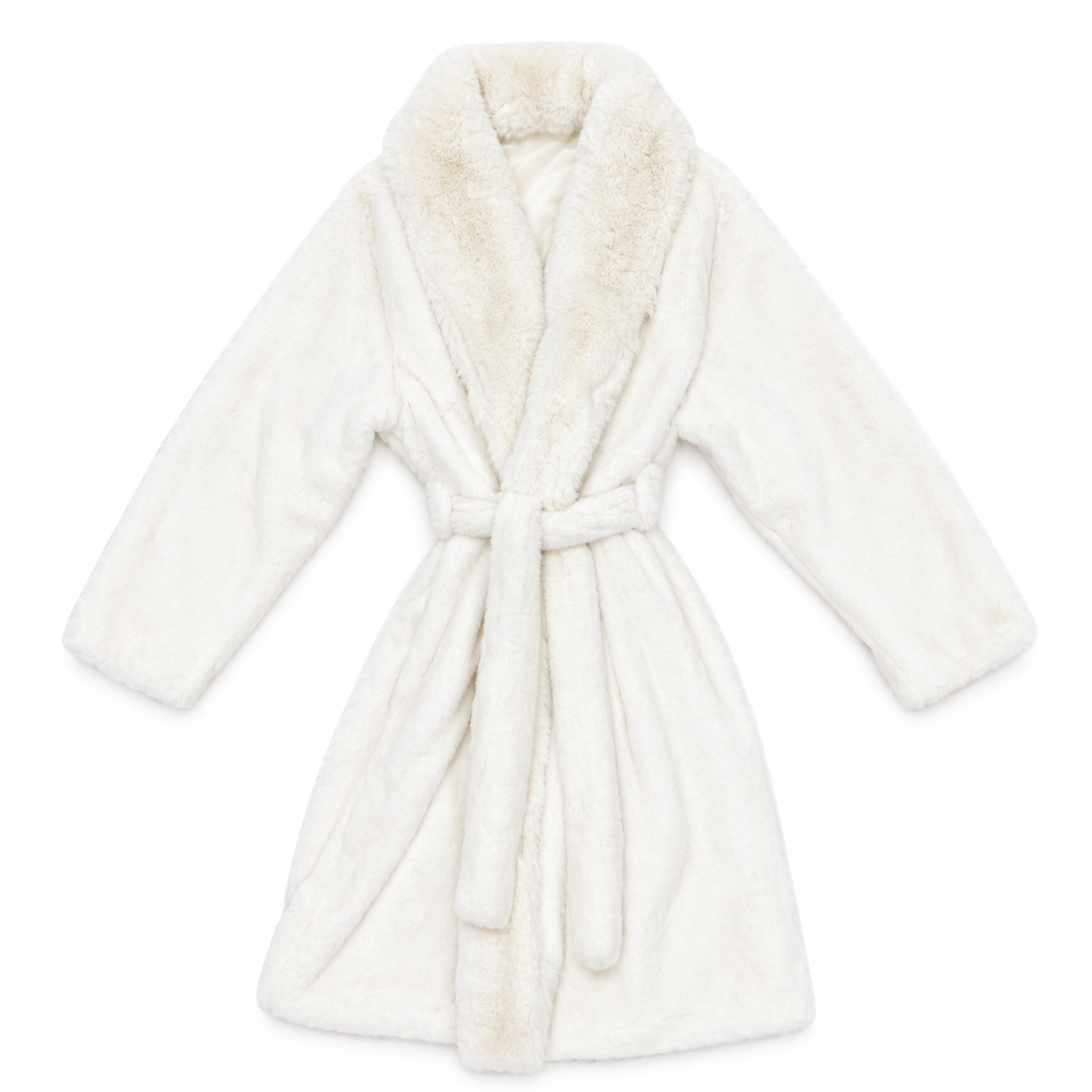 Faux Fur Luxury Long Sleeve Robe / Coat Off White