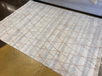 Cream High-Low Texture Rug with Blue, Gray & Gold-Brown Argyle Design - KAI 305