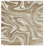 Rug with wavy pattern in beige and cream
