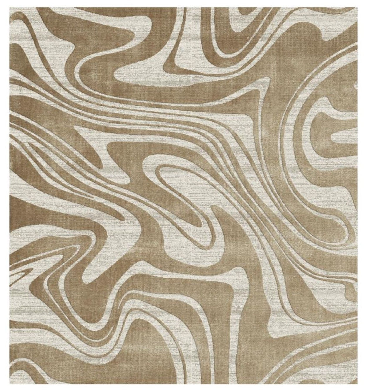 Rug with wavy pattern in beige and cream