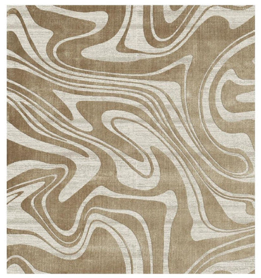 Rug with wavy pattern in beige and cream