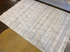Cream High-Low Texture Rug with Blue, Gray & Gold-Brown Argyle Design - KAI 305
