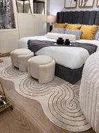Chic cream Rug with Metallic Gold Accents – Designer Geometric Edge Style - Z325B (POL801)