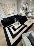 Black & White Geometric Square Area Rug – Soft Texture, Modern Design - Z341A (POL811)