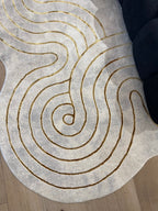 Chic cream Rug with Metallic Gold Accents – Designer Geometric Edge Style - Z325B (POL801)