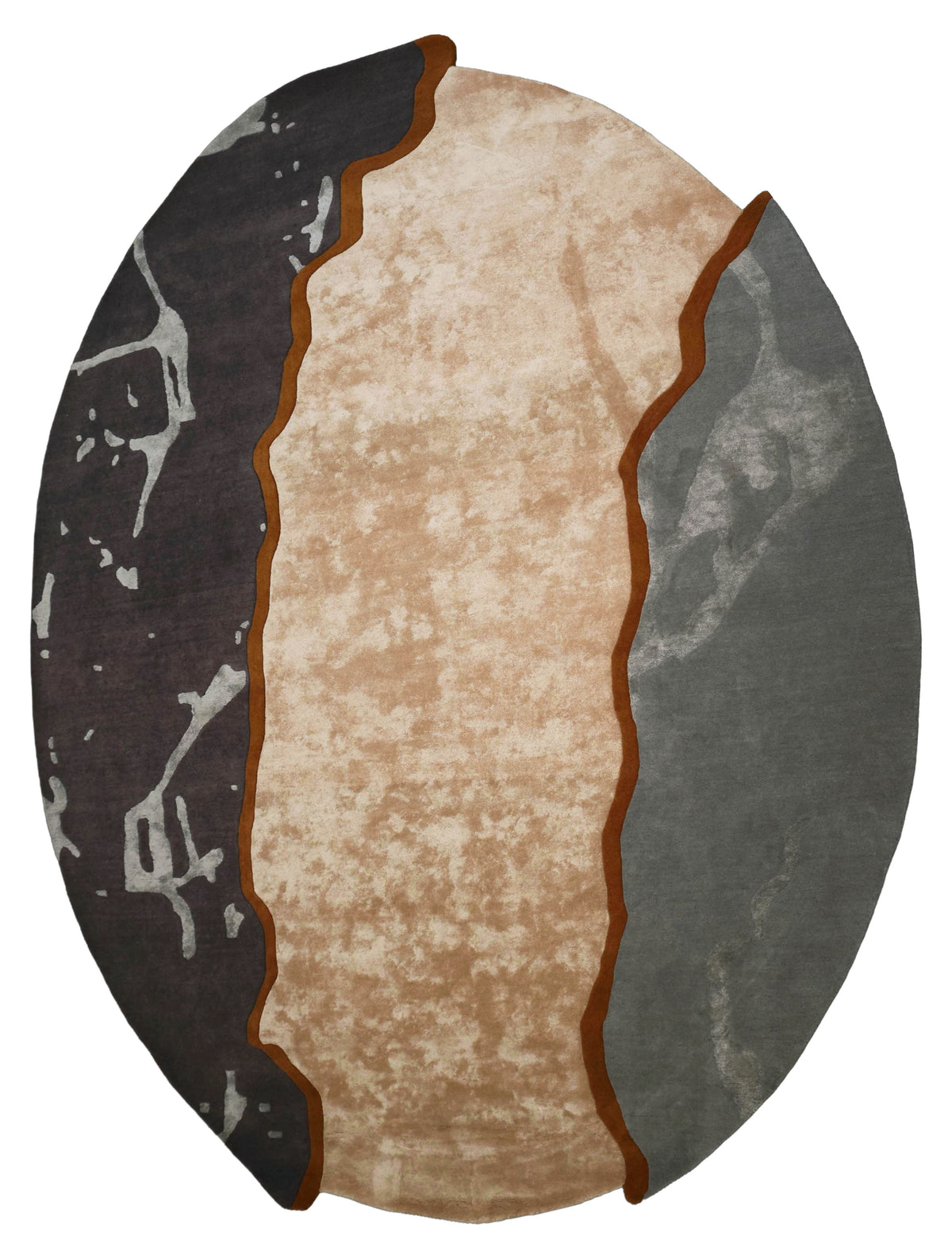Round rug with a multicolored pattern on a white background