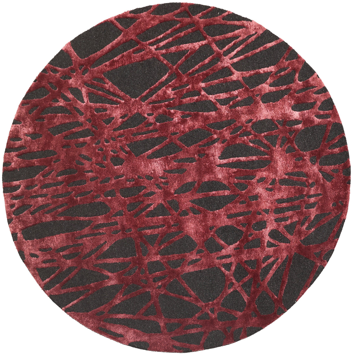 Hand-Tufted Bordeaux & Black Round Rug | Beluga Bordeaux Lattice TF77