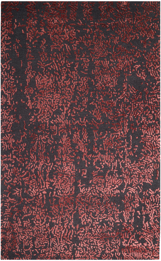 Hand-Tufted Wool Rug – Black & Crimson | Beluga Obsidian Rouge TF79