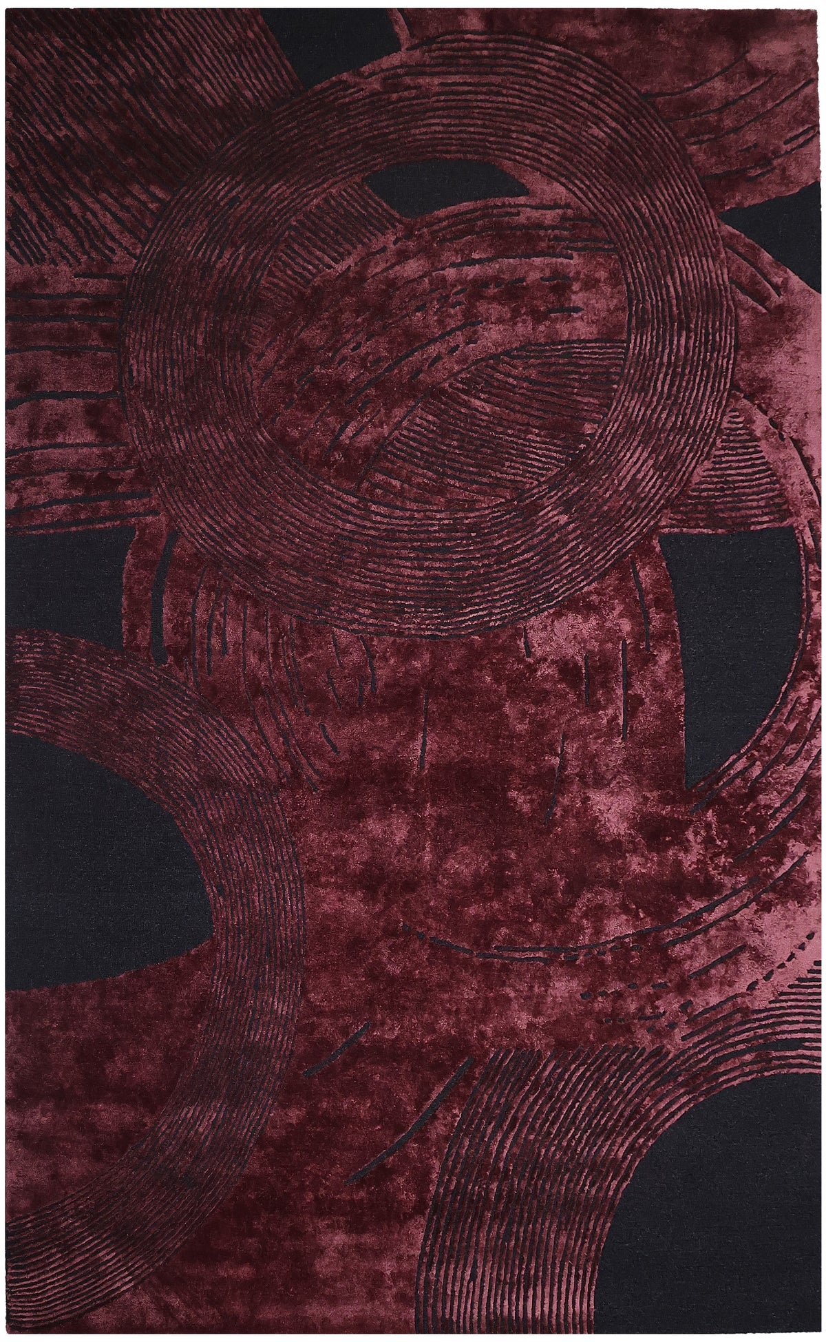 Red Black Hand-Tufted Wool Blend Area Rug | Beluga Design 80