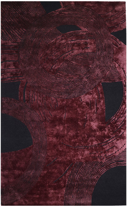Red Black Hand-Tufted Wool Blend Area Rug | Beluga Design 80
