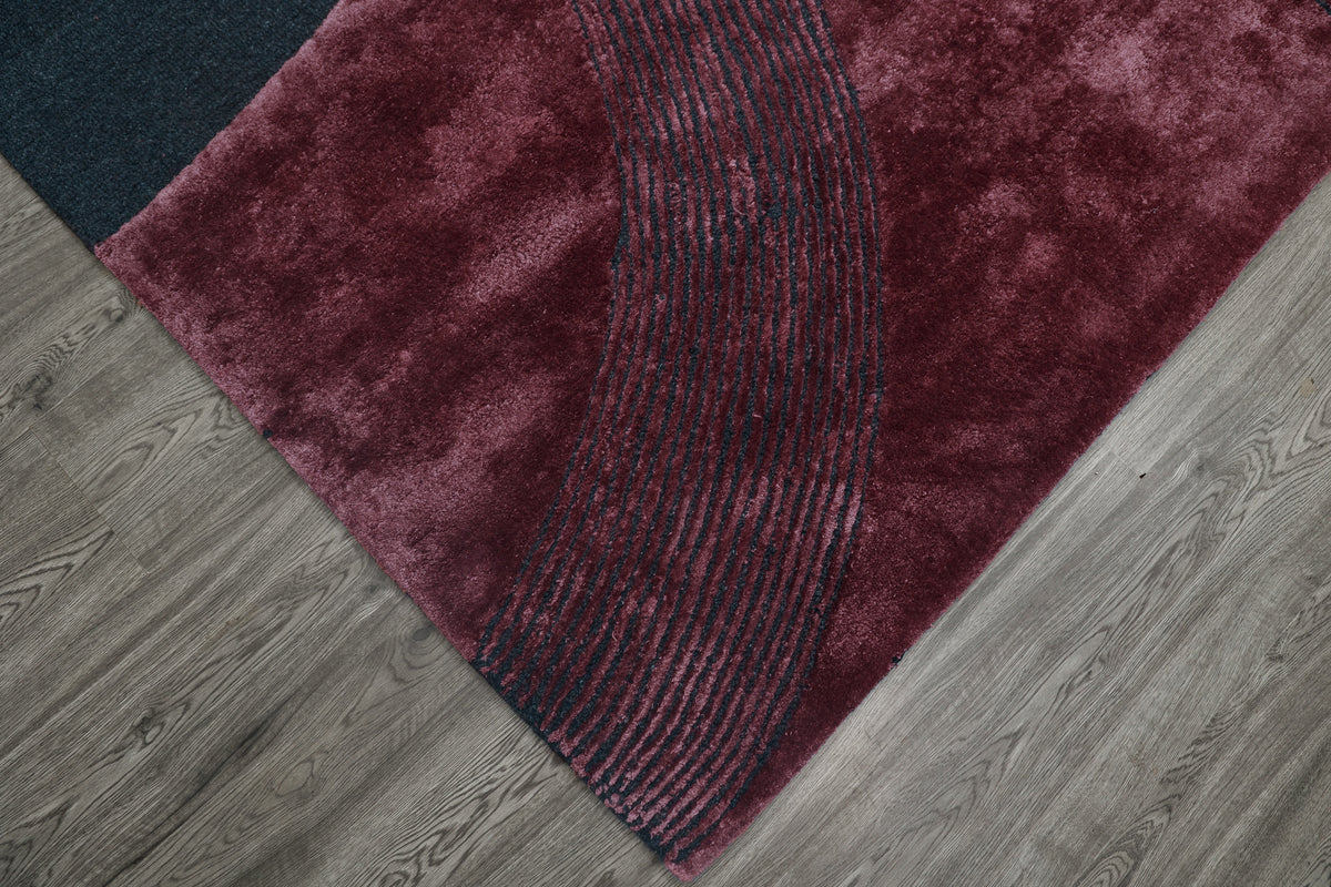 Red Black Hand-Tufted Wool Blend Area Rug | Beluga Design 80