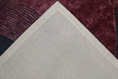 Red Black Hand-Tufted Wool Blend Area Rug | Beluga Design 80