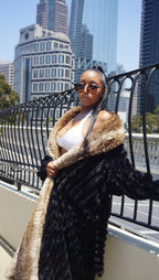 Faux Fur Long Sleeve Robe / Coat Black