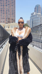 Faux Fur Long Sleeve Robe / Coat Black