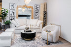 Modern Charcoal Rug with Cream and Bronze Accents in Abstract High-Low Texture - KAI 206