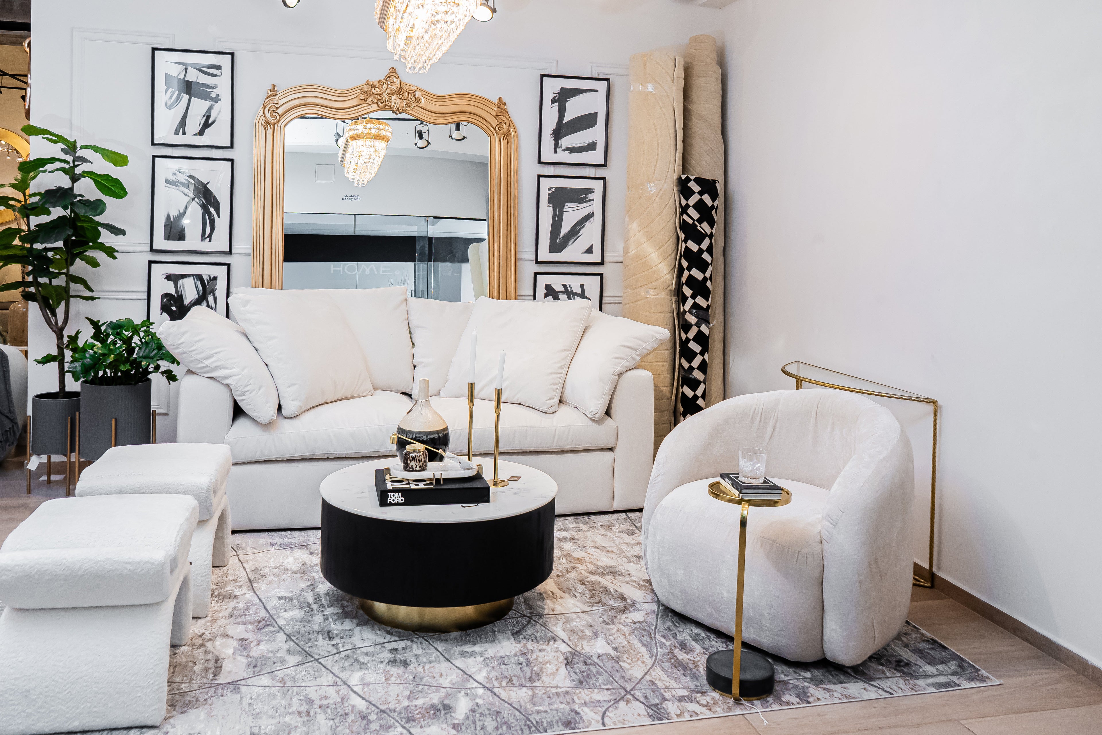 Modern Charcoal Rug with Cream and Bronze Accents in Abstract High-Low Texture - KAI 206