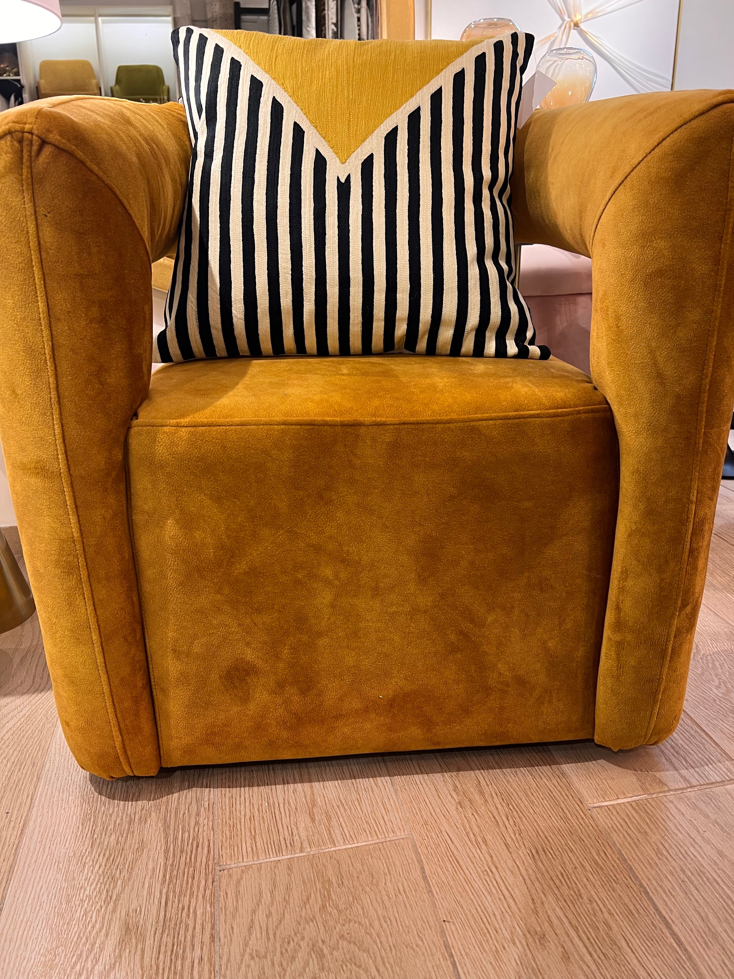 White Base Decorative Throw Pillow with Black & Ivory Geometric Embroidery and Mustard Graphic - VIVA012.