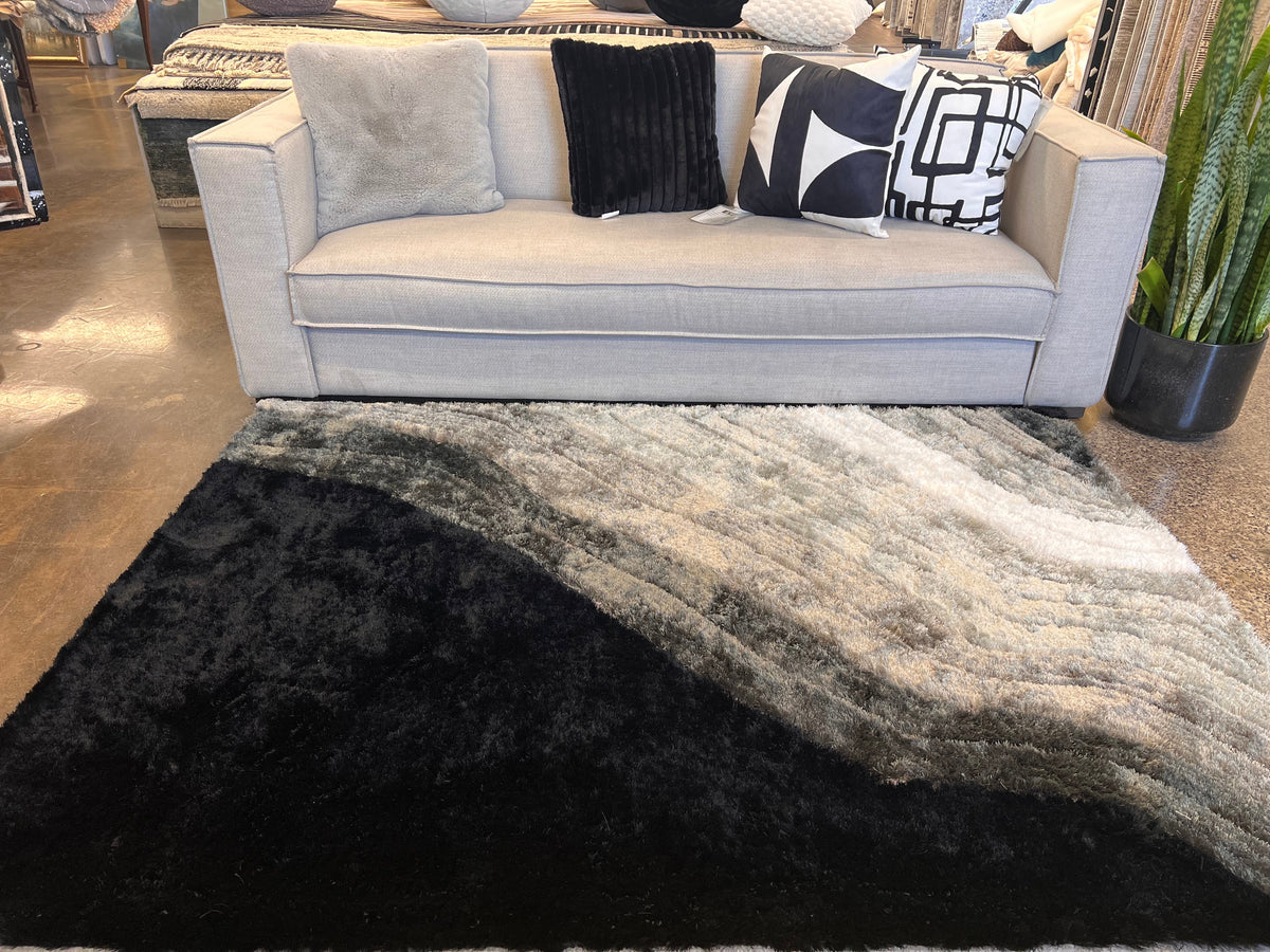 Shaggy Viscose Hand-Tufted Area Rug – Black | SVD-77