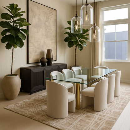 Cream Rug with Subtle Bronze Abstract Design in Viscose Finish - KAI 209