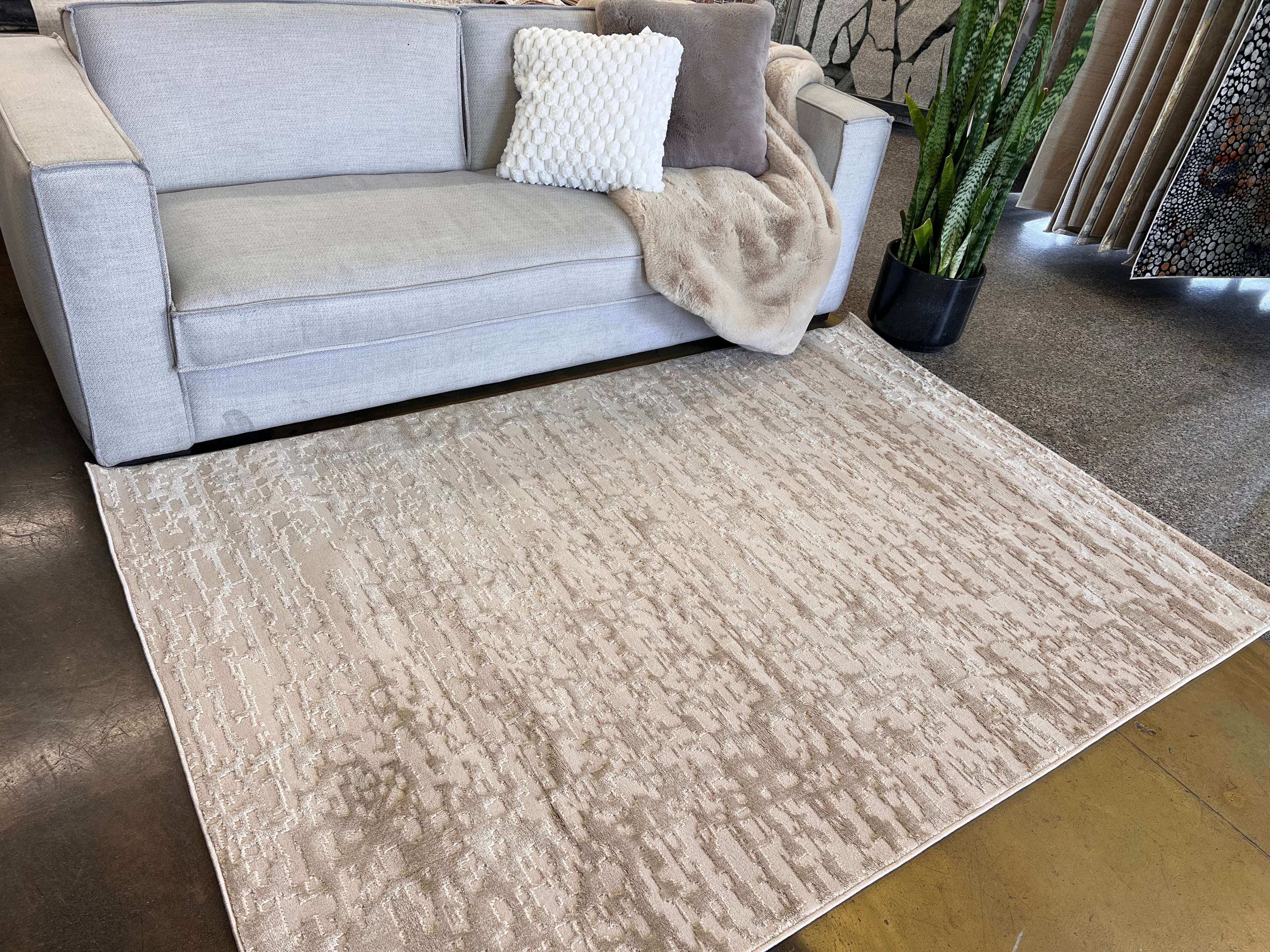 Beige and Mocha Toned Rug with Sculpted High-Low Surface - NUDE 23
