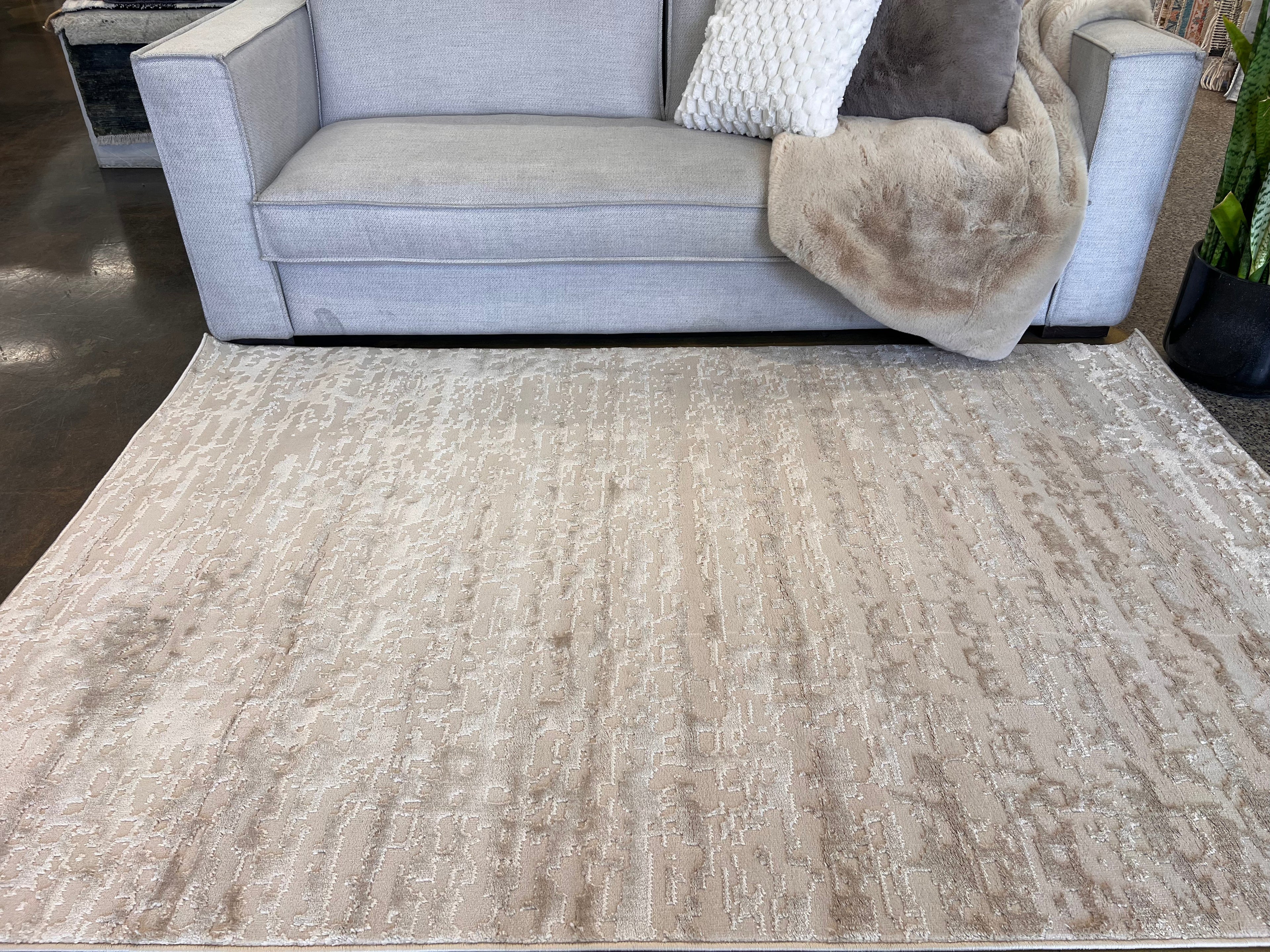 Beige and Mocha Toned Rug with Sculpted High-Low Surface - NUDE 23