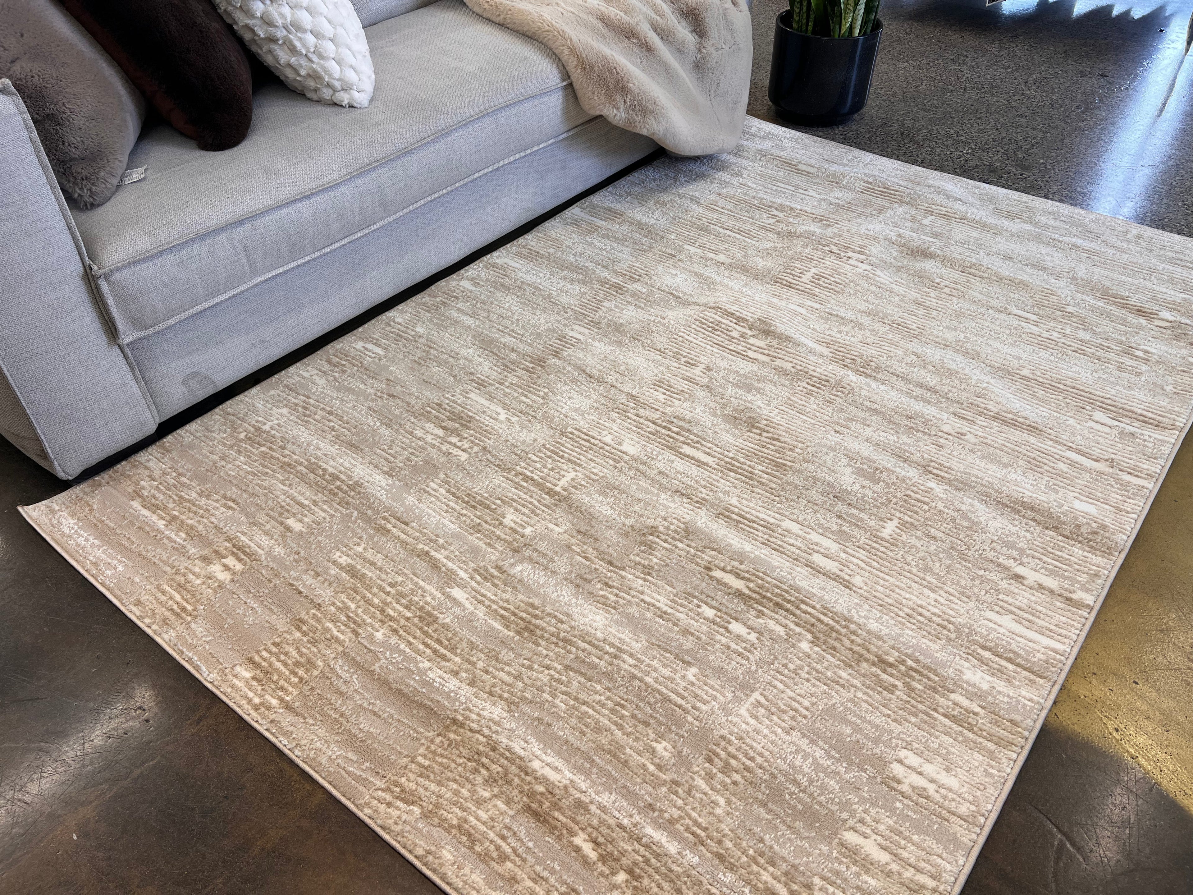 Beige and Mocha Toned Rug with Sculpted High-Low Surface - NUDE 23