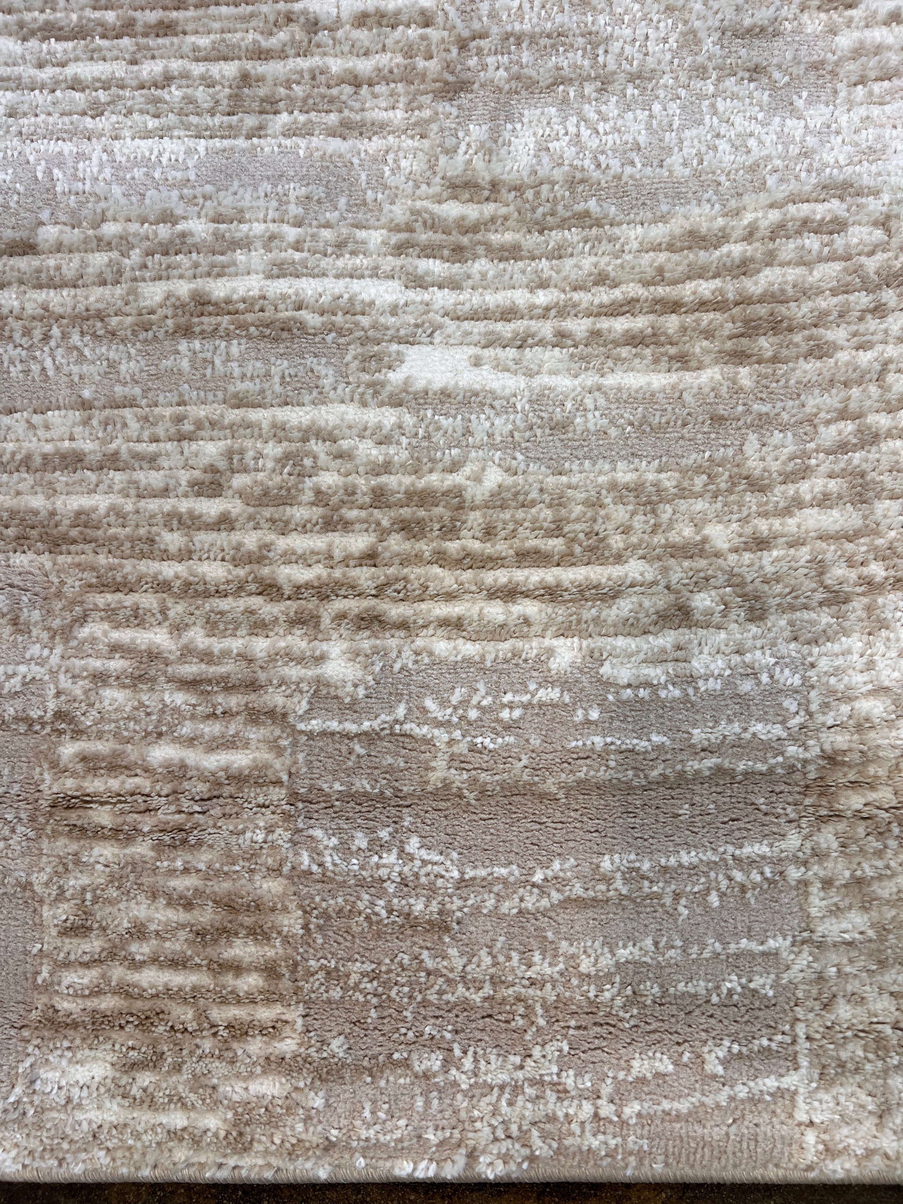 Beige and Mocha Toned Rug with Sculpted High-Low Surface - NUDE 23