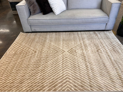 Mirage Geometrical Linear Rug in Sandy Beige with Warm Mocha Tone-on-Tone High-Low Detail - NUDE 25