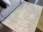 Bohemian Tone-on-Tone Creamy Beige Rug Crafted with High-Low Sandy Beige circle round Detail - NUDE 27