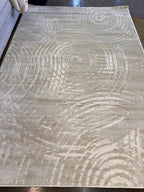 Bohemian Tone-on-Tone Creamy Beige Rug Crafted with High-Low Sandy Beige circle round Detail - NUDE 27