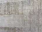 Geometric Linear Crème Beige Rug in Warm Mocha Tone-on-Tone High-Low Texture - NUDE 21