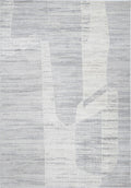 High-Low Textured Cream Rug with Ivory Viscose Geometric Design and Bronze, Blue & Grey Accents - KAI 202