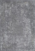 Charcoal Grey High-Low Rug with Elegant Silver Oriental Design and Bronze Touches - KAI 205